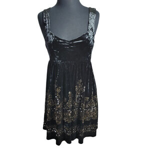 FREE PEOPLE Black Velvet Hobo Sequin Polyester Spandex Tank Dress S